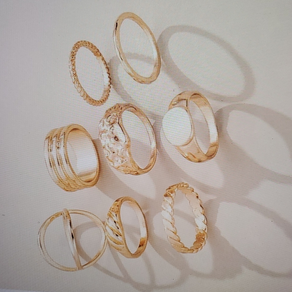 8pcs Variety Fashion Gold Tone Ring for Women's Girl - Picture 4 of 4